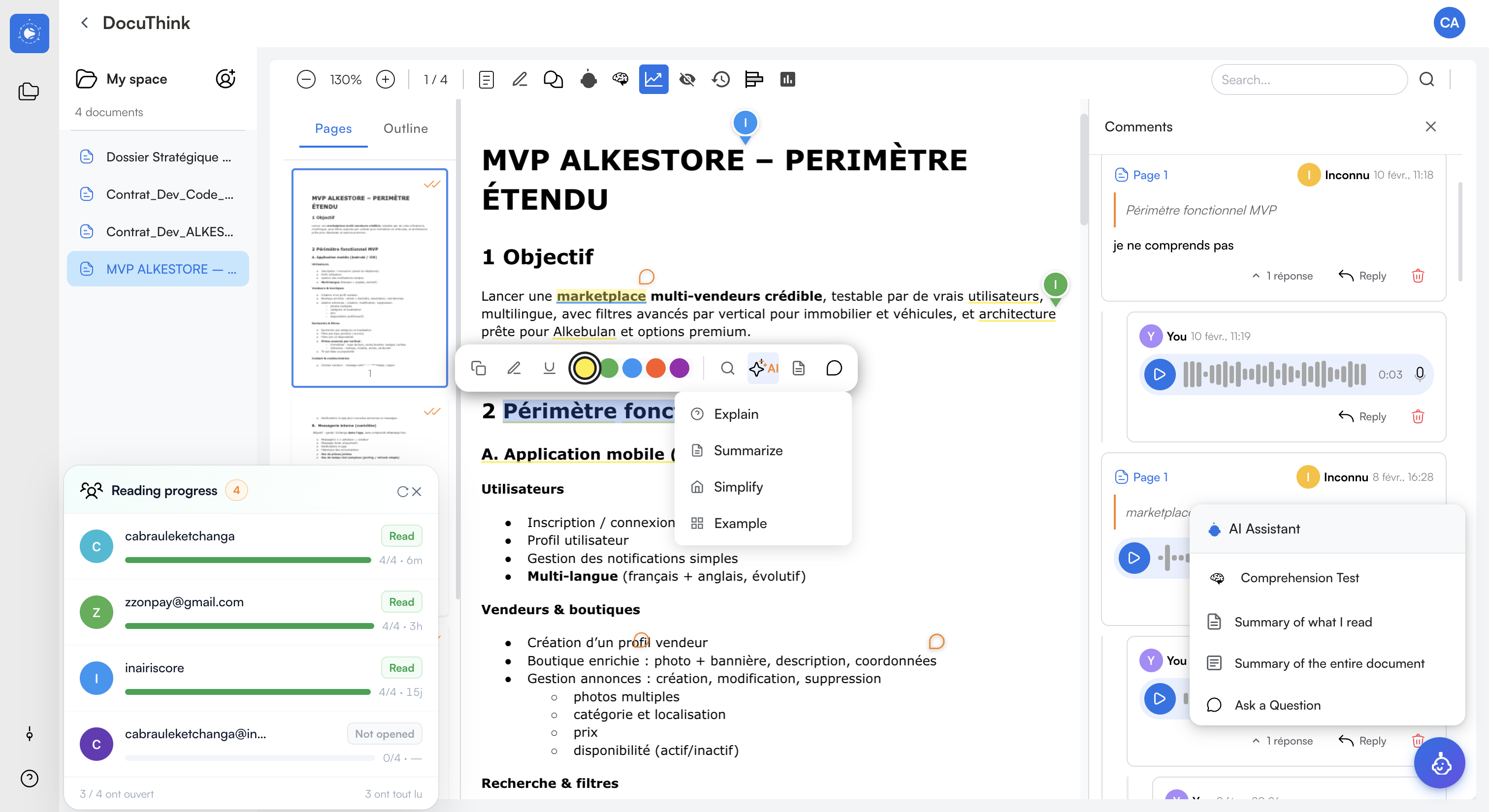 DocuThink interface